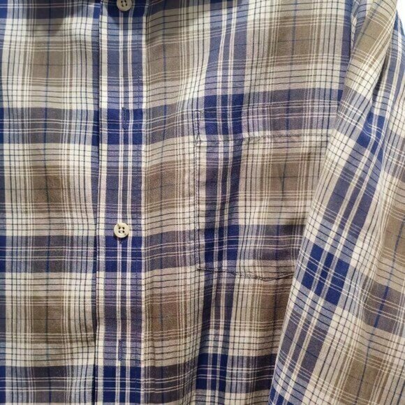 David Taylor Long Sleeve Button Casual Dress Shirt - XL - Blue, Green checkered - Picture 5 of 16